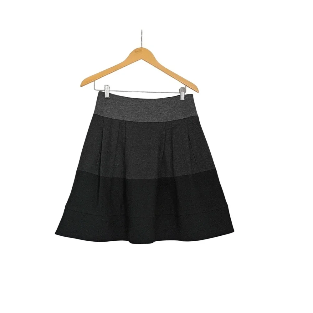 Vince Grey Black Colorblock Wool Blend Pleated Mini Skirt Pockets Sz 6/S $368‎